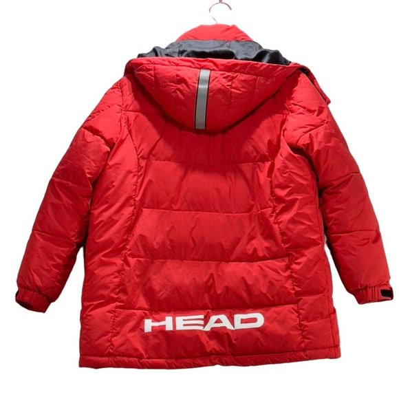 Head Ski Jacket Award Red Puffer Full Zip Hoodie Nylon Polyester Filled Kids Uni - Picture 7 of 8